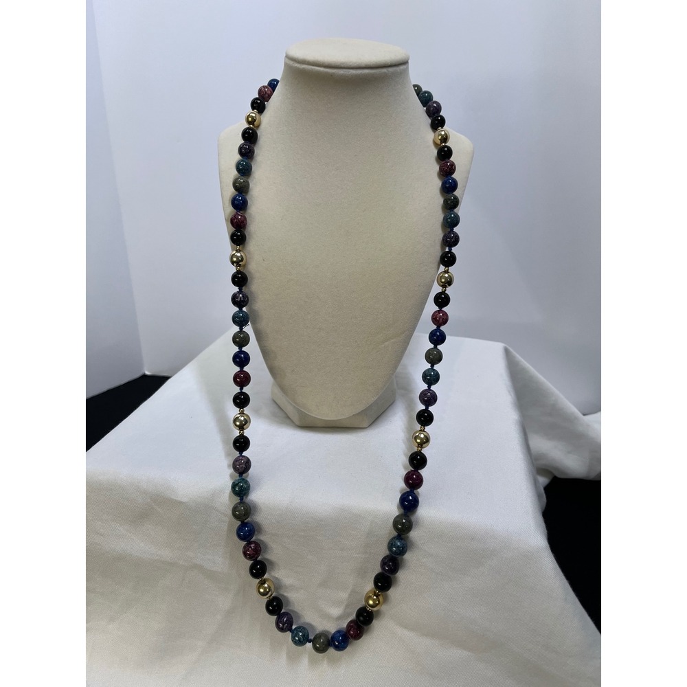 Infinity Strand Gemstone Necklace - 32" Hand-Knotted Multi-Stone Beaded Necklace